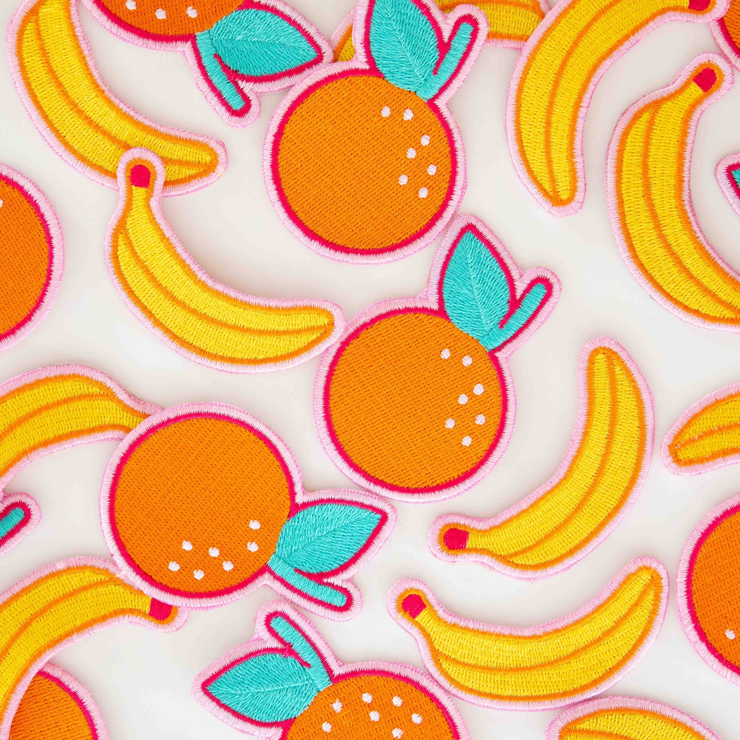 Embroidered Patches - Banana & Orange - 2 Pack