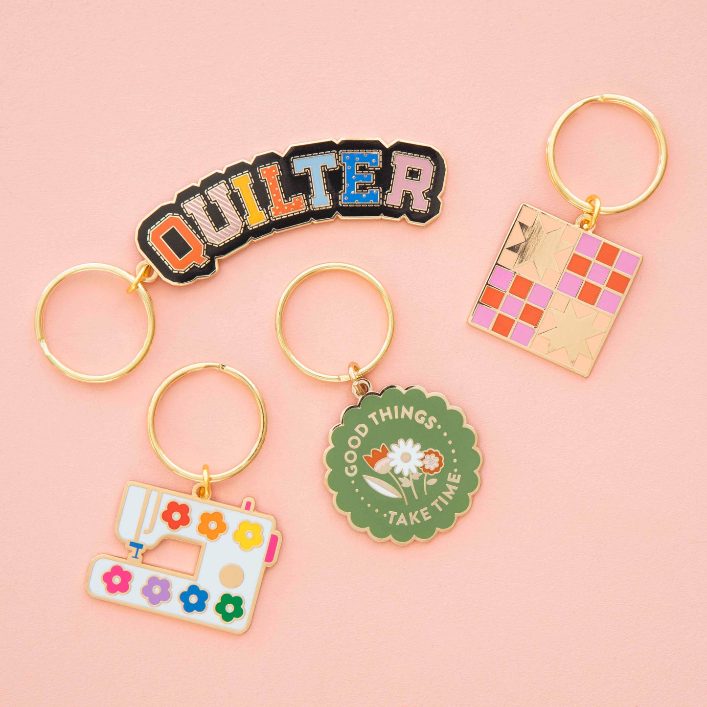 Quilter Enamel Keychain - Bag Charm