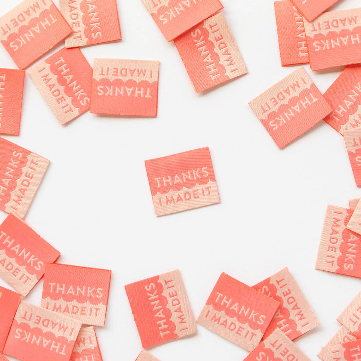 Thanks I Made It Coral - Sewing Woven Clothing Label Tags