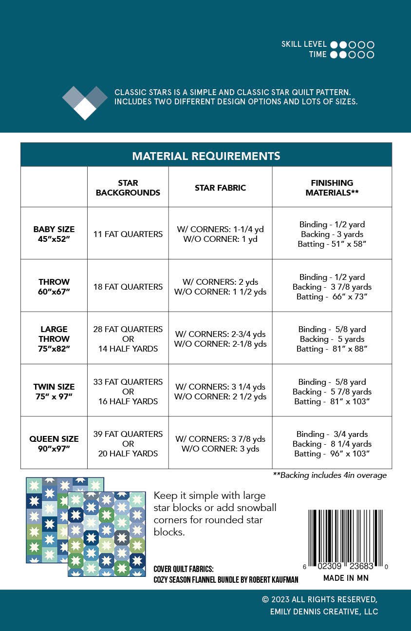 Classic Stars PAPER Quilt Pattern