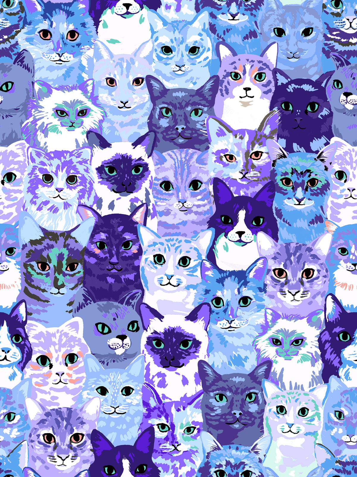 PREORDER: Oops All Cats Hundreds of Cats Wideback in Blue