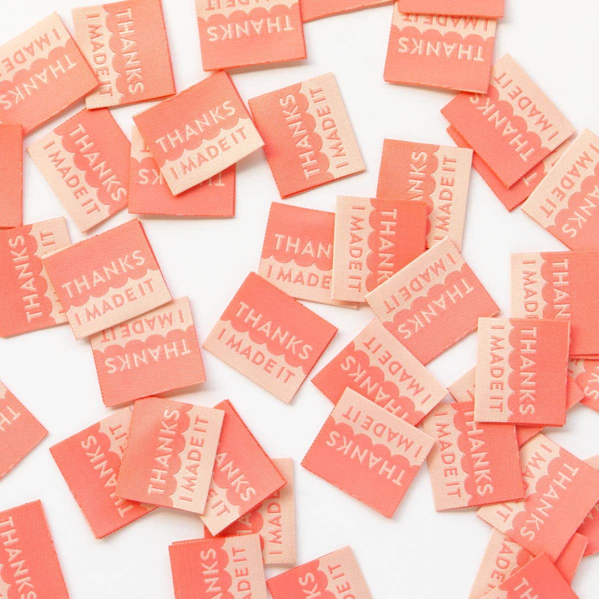 Thanks I Made It Coral - Sewing Woven Clothing Label Tags