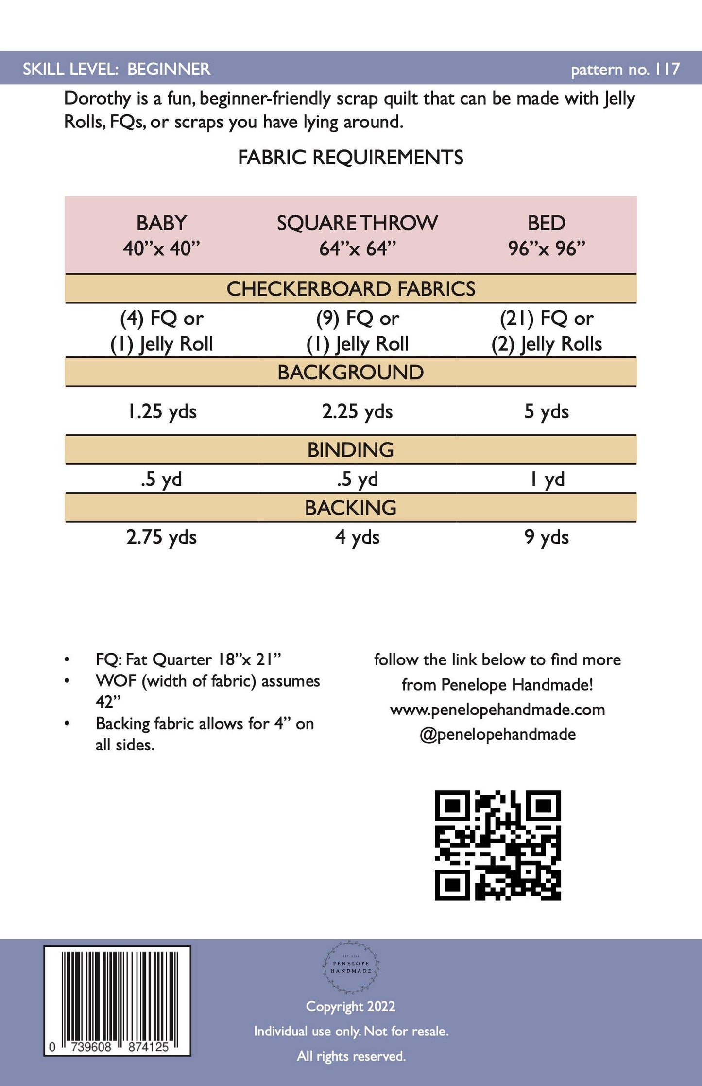 Dorothy Quilt Pattern | Paper Version