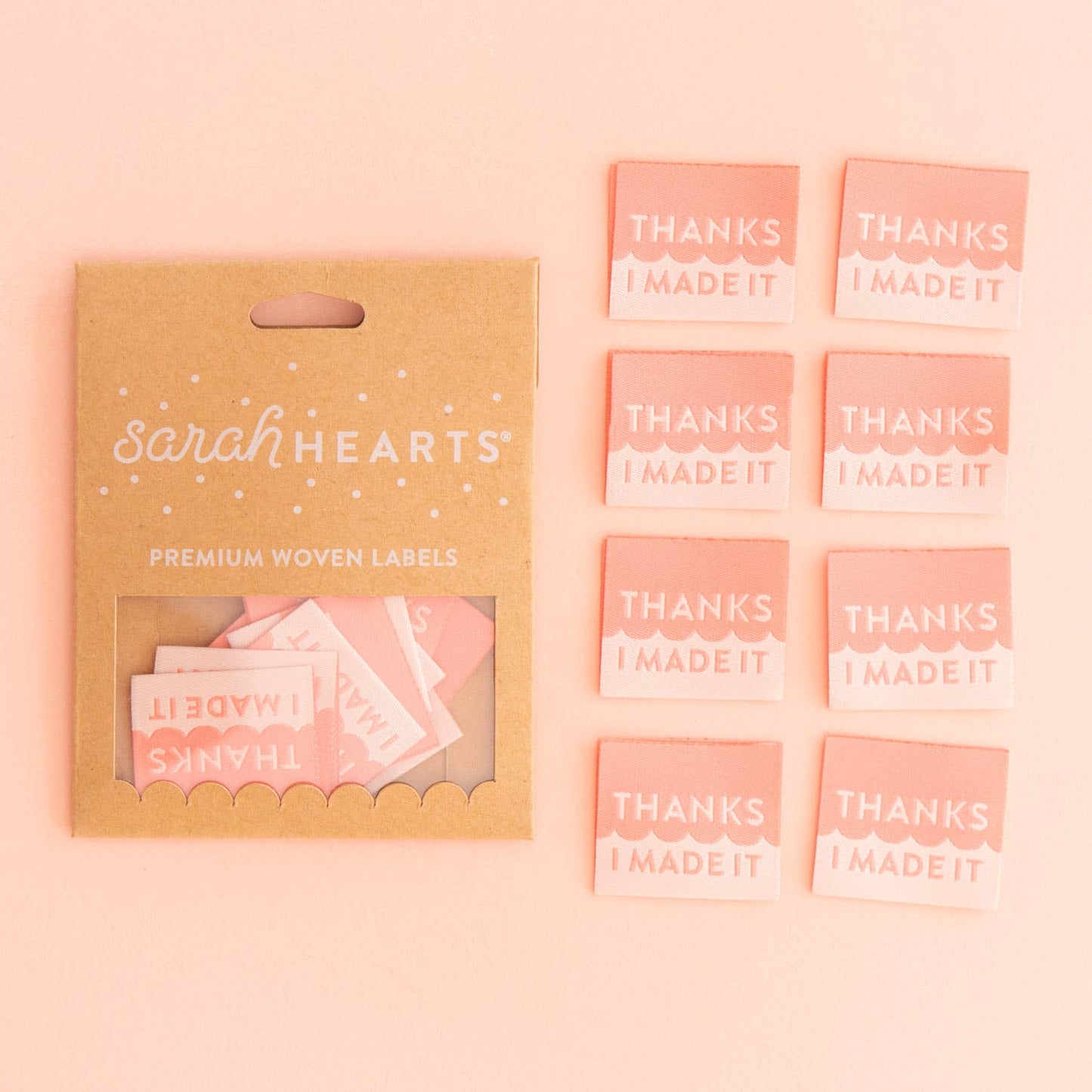 Thanks I Made It Coral - Sewing Woven Clothing Label Tags