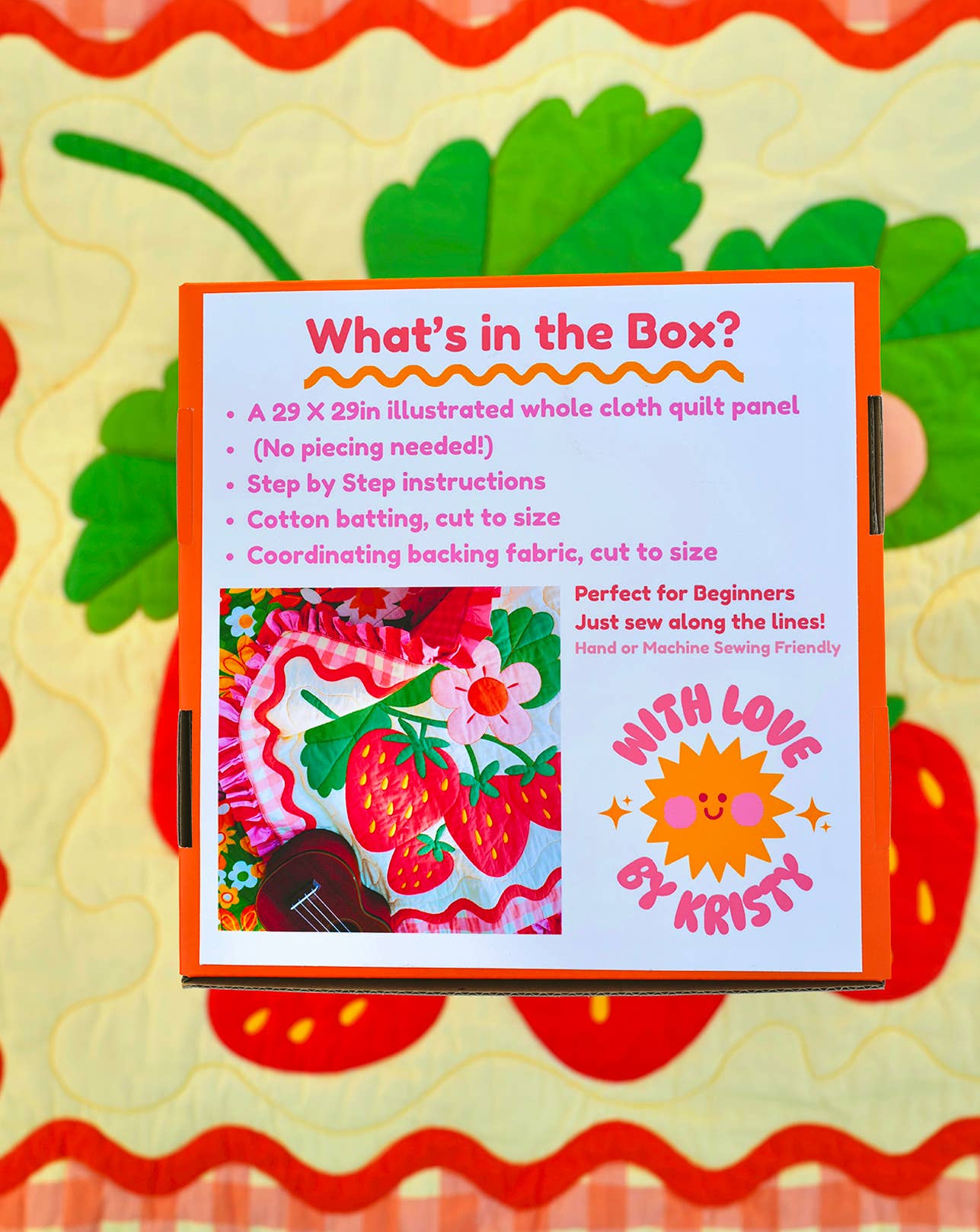 Strawberry Whole Cloth Quilt Kit – Beginner Sewing Kit