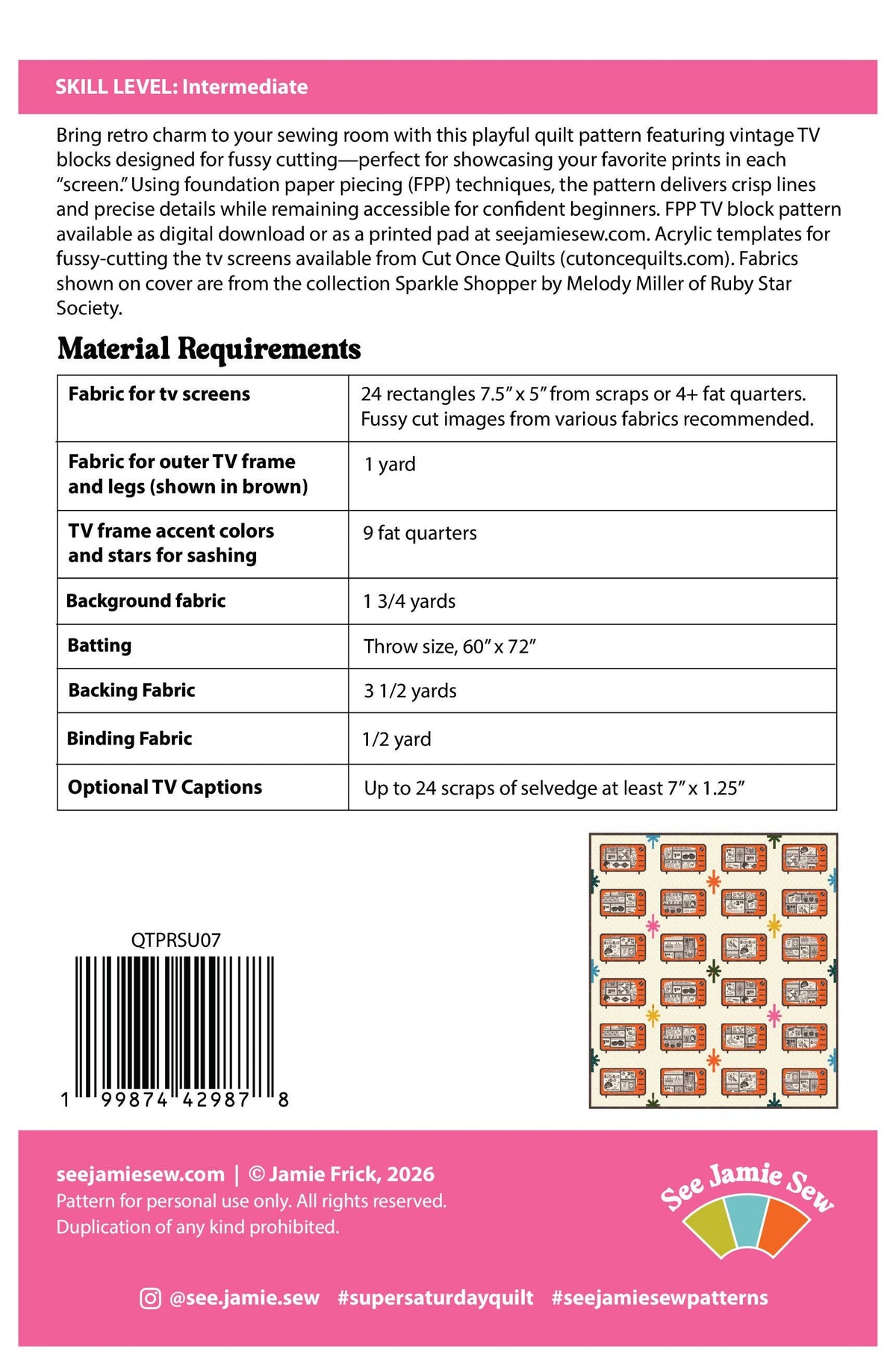 Super Saturday Quilt Pattern