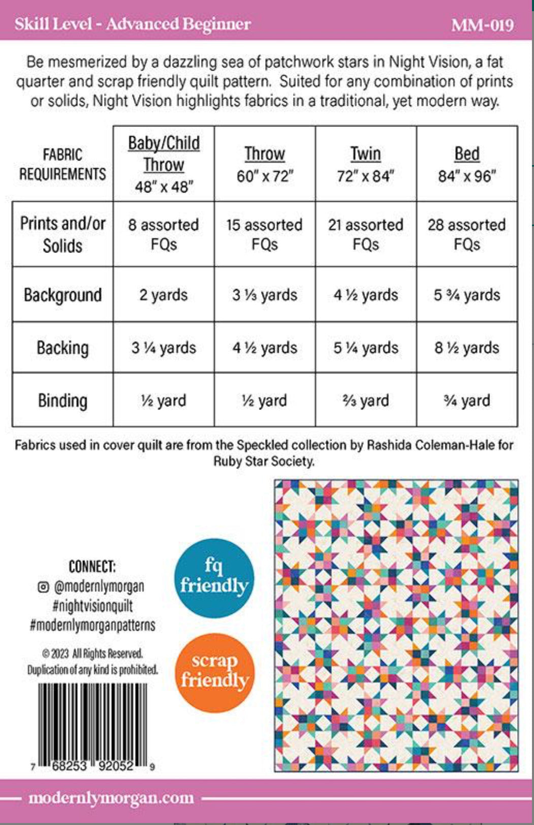 Night Vision Glow Garden Quilt Kit-pattern included