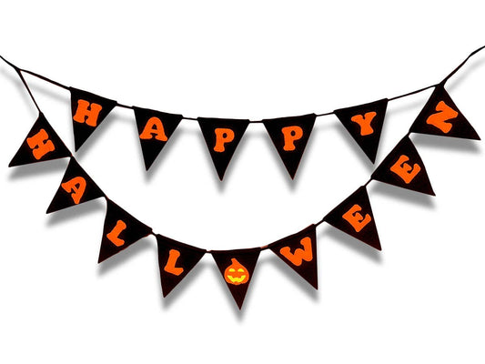 Triangle Happy Halloween Boo Banner with Pumpkin