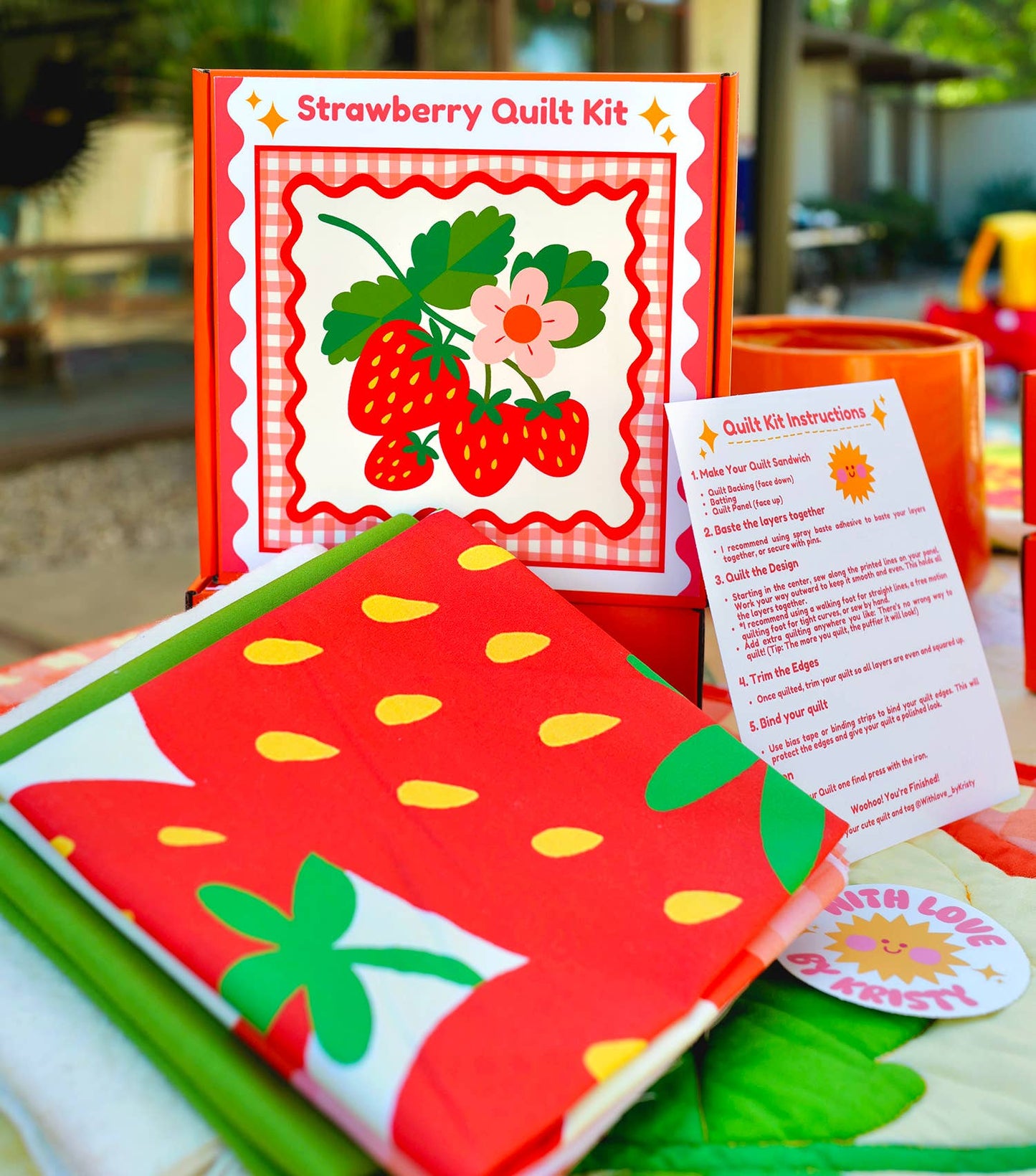 Strawberry Whole Cloth Quilt Kit – Beginner Sewing Kit